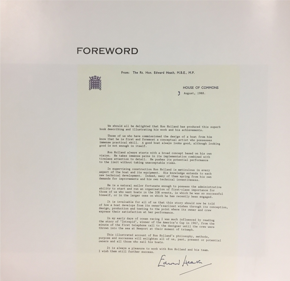 A letter of appreciation by Rt. Hon. Edward Heath, M.B.E., M.P.